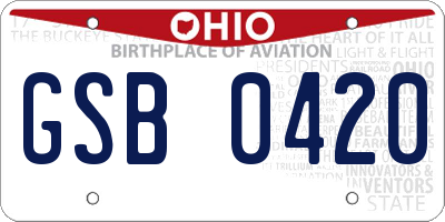 OH license plate GSB0420