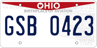 OH license plate GSB0423
