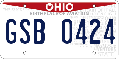 OH license plate GSB0424