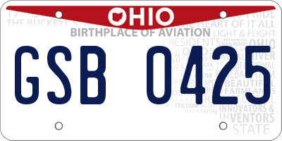 OH license plate GSB0425