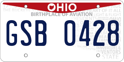OH license plate GSB0428