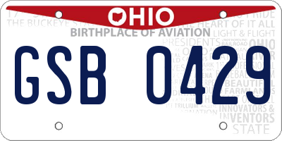 OH license plate GSB0429