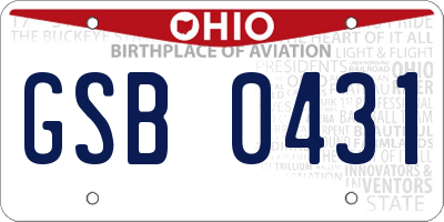 OH license plate GSB0431
