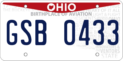 OH license plate GSB0433