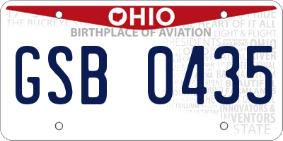 OH license plate GSB0435