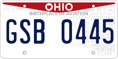 OH license plate GSB0445