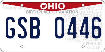 OH license plate GSB0446