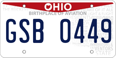 OH license plate GSB0449