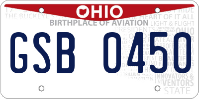 OH license plate GSB0450