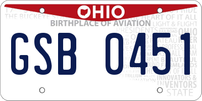 OH license plate GSB0451