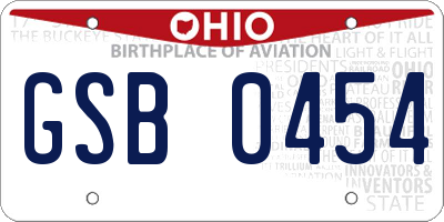 OH license plate GSB0454