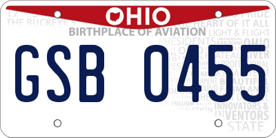 OH license plate GSB0455