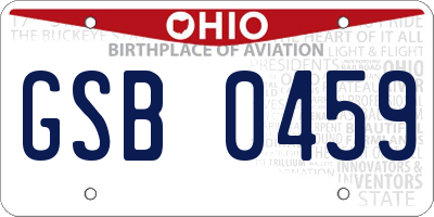 OH license plate GSB0459