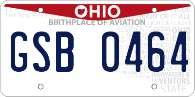 OH license plate GSB0464