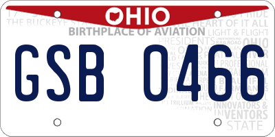 OH license plate GSB0466