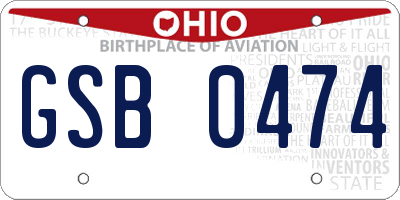 OH license plate GSB0474