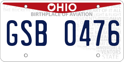 OH license plate GSB0476