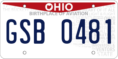 OH license plate GSB0481