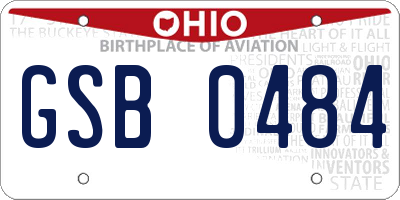 OH license plate GSB0484