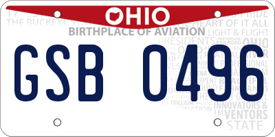 OH license plate GSB0496