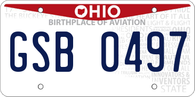 OH license plate GSB0497