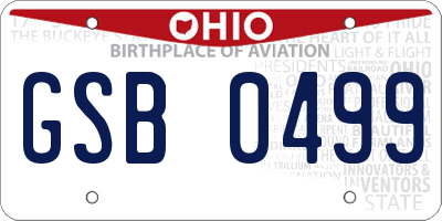 OH license plate GSB0499