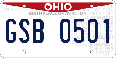 OH license plate GSB0501