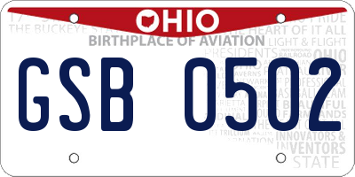 OH license plate GSB0502