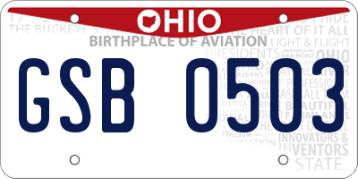 OH license plate GSB0503