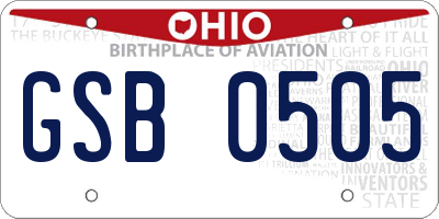 OH license plate GSB0505