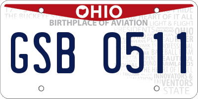 OH license plate GSB0511