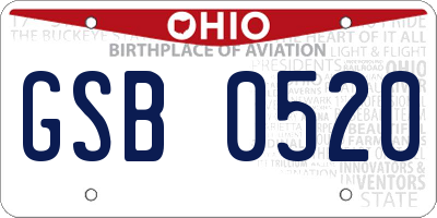 OH license plate GSB0520