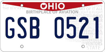 OH license plate GSB0521