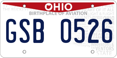 OH license plate GSB0526