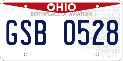 OH license plate GSB0528