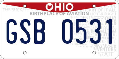 OH license plate GSB0531