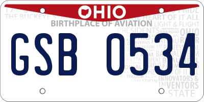 OH license plate GSB0534