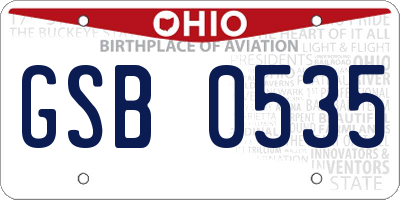 OH license plate GSB0535