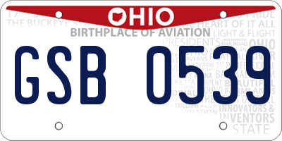 OH license plate GSB0539