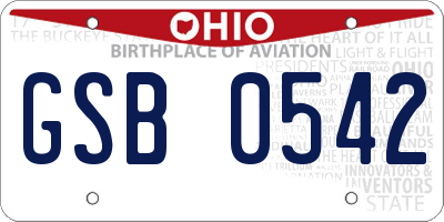 OH license plate GSB0542