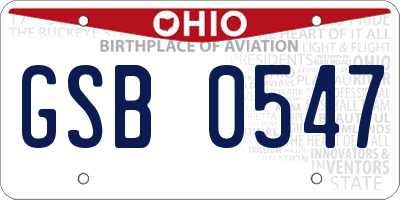 OH license plate GSB0547