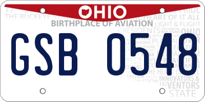 OH license plate GSB0548