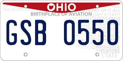 OH license plate GSB0550