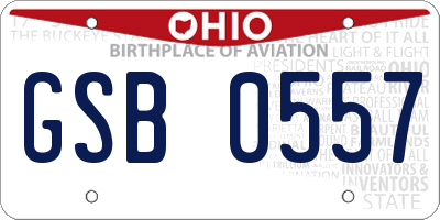 OH license plate GSB0557