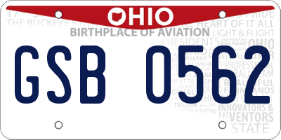 OH license plate GSB0562
