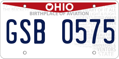 OH license plate GSB0575