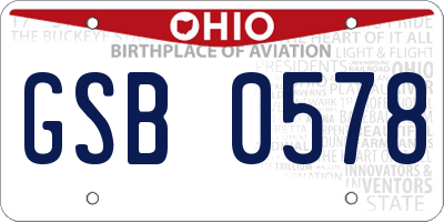 OH license plate GSB0578