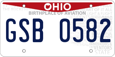 OH license plate GSB0582