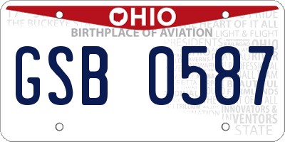OH license plate GSB0587