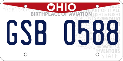 OH license plate GSB0588